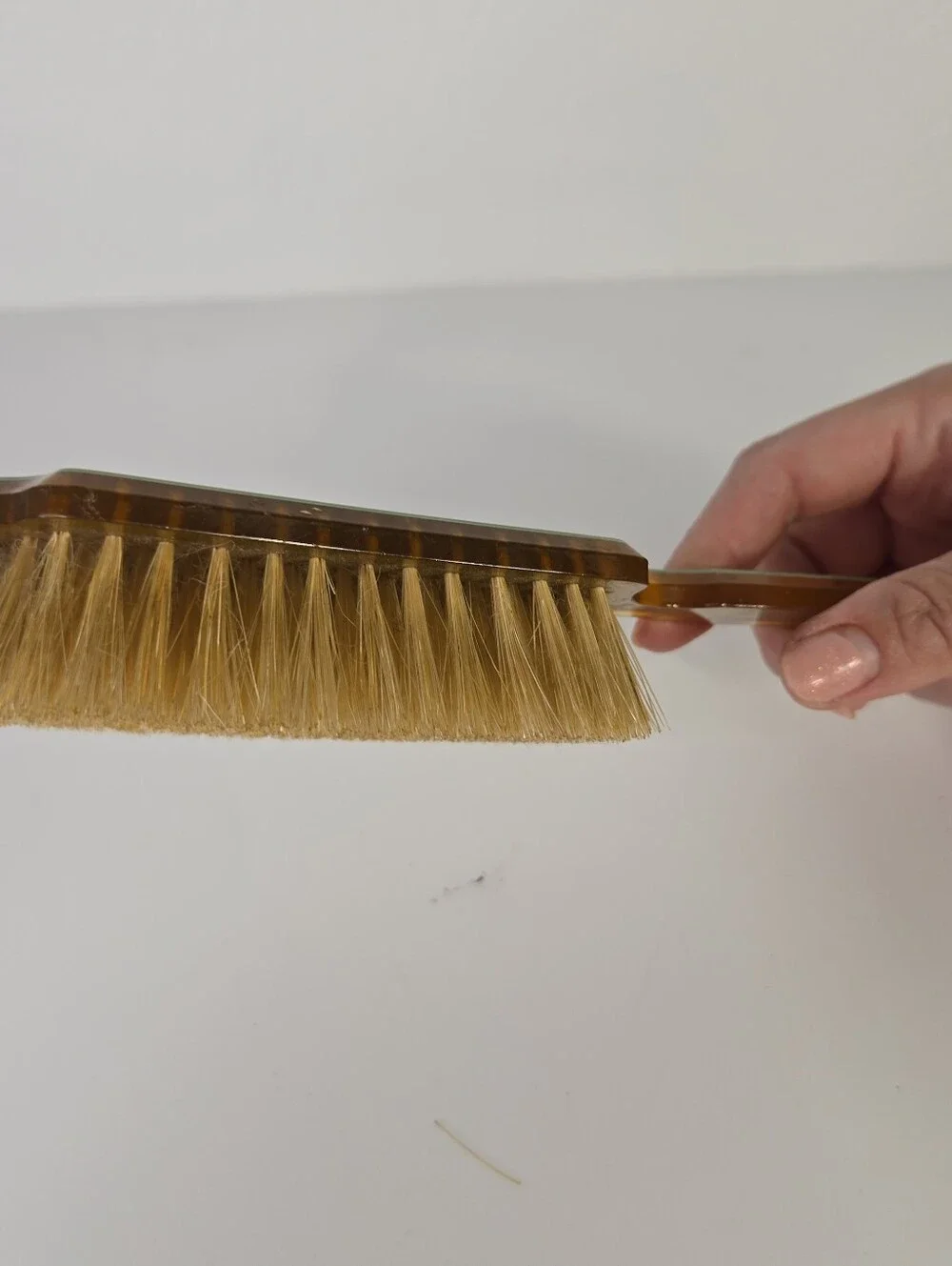 VTG Art Deco Green Pearlized Celluloid Vanity Hair Brush 1920s 30s  9